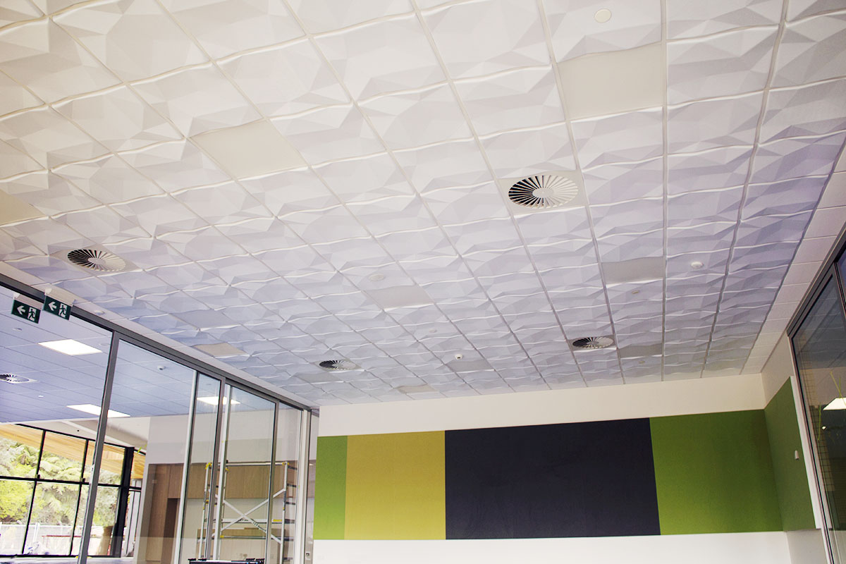 T R Interior Systems Focus 3d Acoustic Tiles Suspended